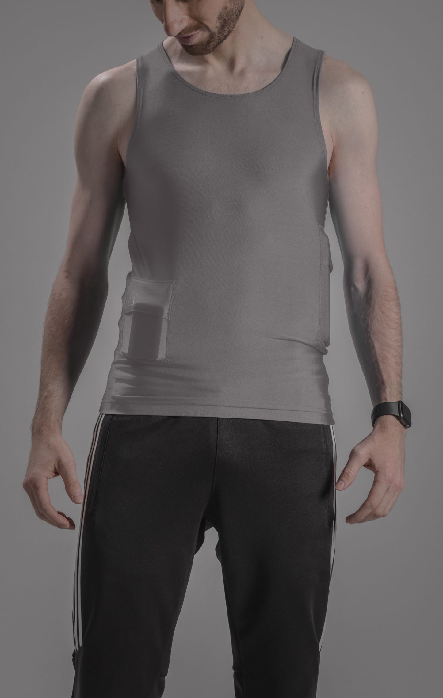Men's Activewear Tank Top with Insulin Pump and Cell Phone Pockets