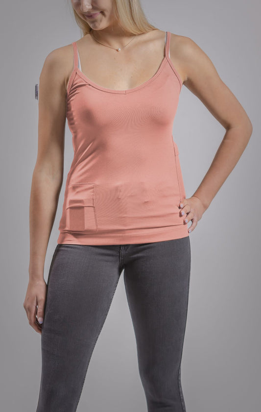 Women's Everyday Stretch Cami Tank with Insulin Pump and Cell Phone Pockets