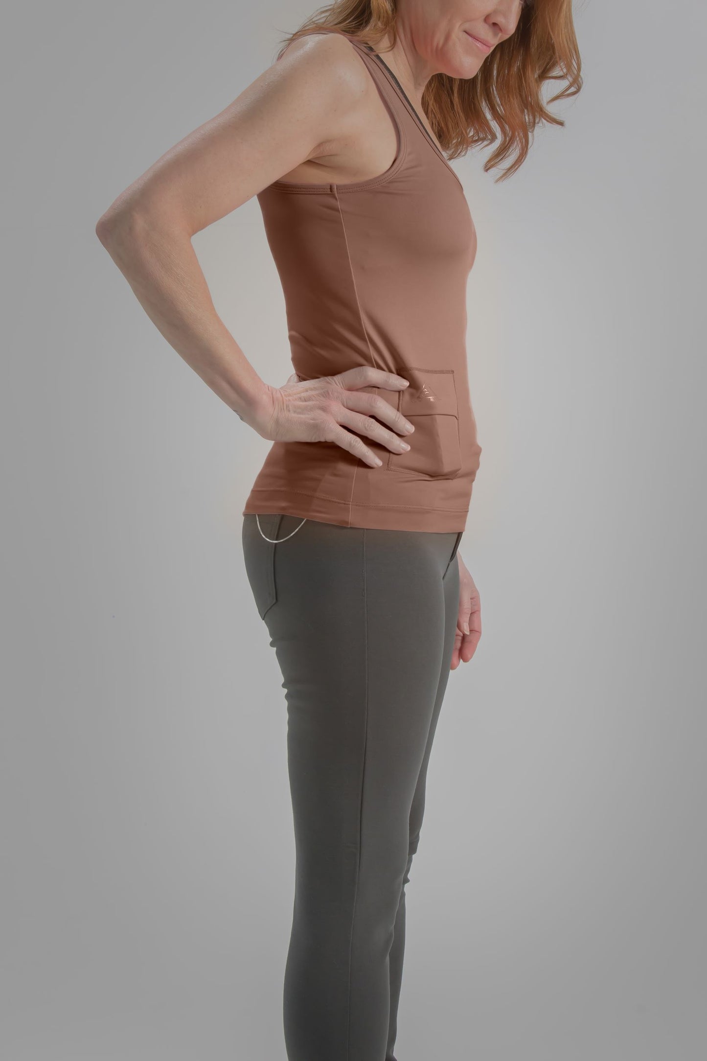 Women's Activewear Scoop Neck Tank with Insulin Pump and Cell Phone Pockets